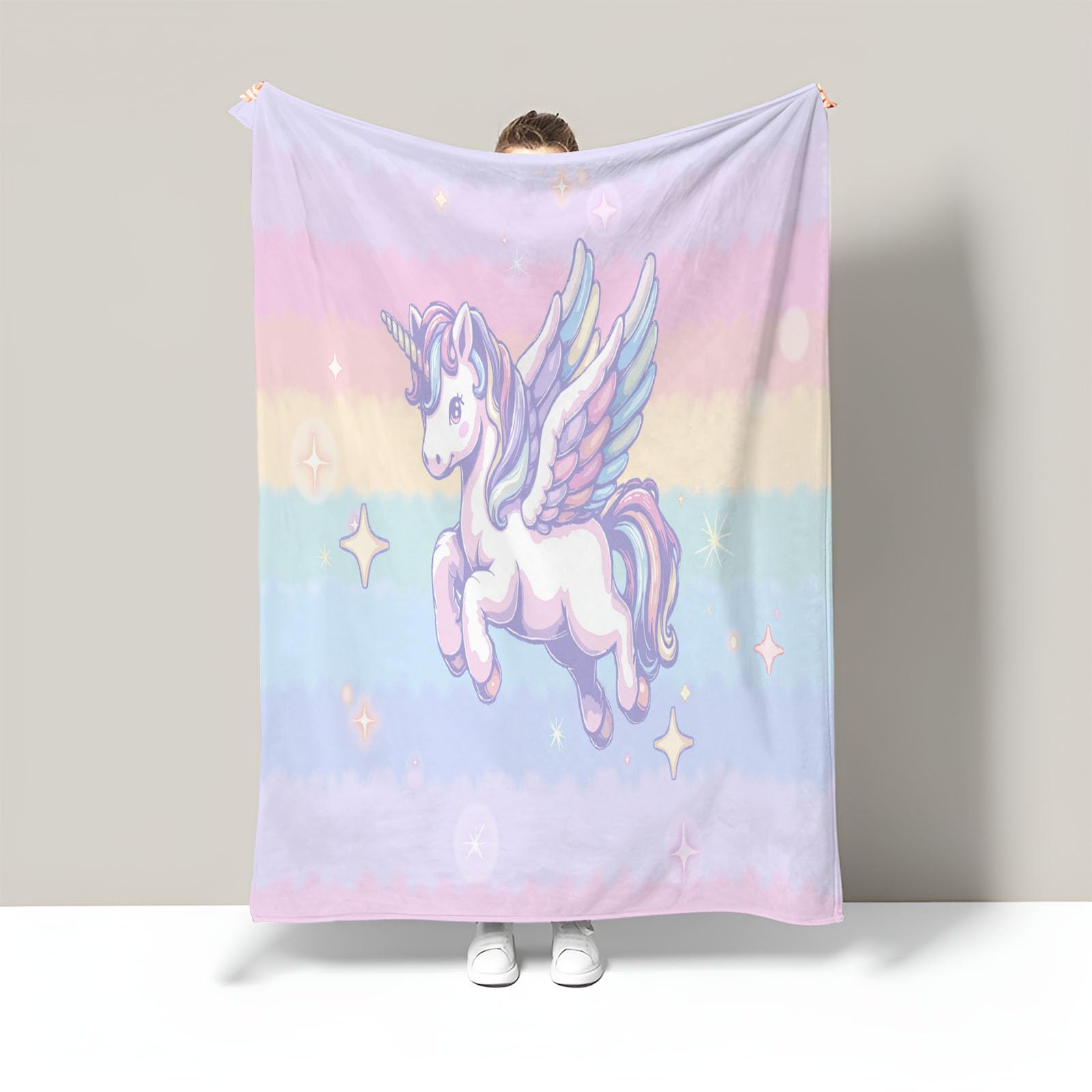 Couverture de lit en flanelle douce étoiles et cheval, cadeau d'anniversaire idéal