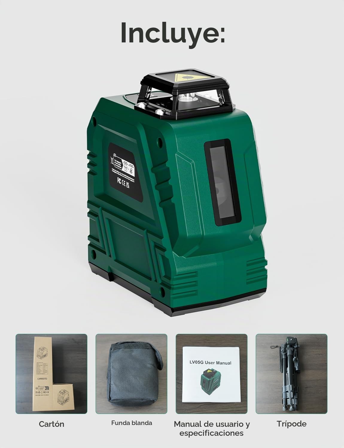 Nivel Láser con Trípode Ajustable de 1,2 m, RockSeed 1x360° Horizontal y 1x 150° Vertical, Línea Láser Verde Autonivelante,Nivelador Láser Recargable, para Colgar Cuadros/Construcción de Paredes