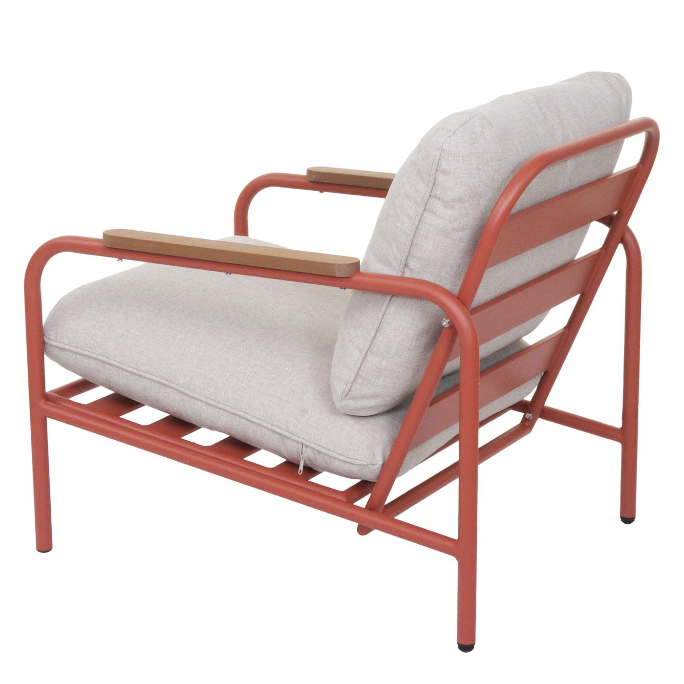 Mendler Aluminium-Gartengarnitur HWC-O11, Outdoor 3-Sitzer Sitzbank Sessel Sofa, Olefin (205 g/m²) - terrakotta Polster beige