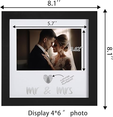 Miniatura 2 de Jinchuan Paquete de 2 marcos de recuerdo con diseño de corazón y kit de tinta, marco de fotos de boda, idea de regalo de despedida de soltera, para