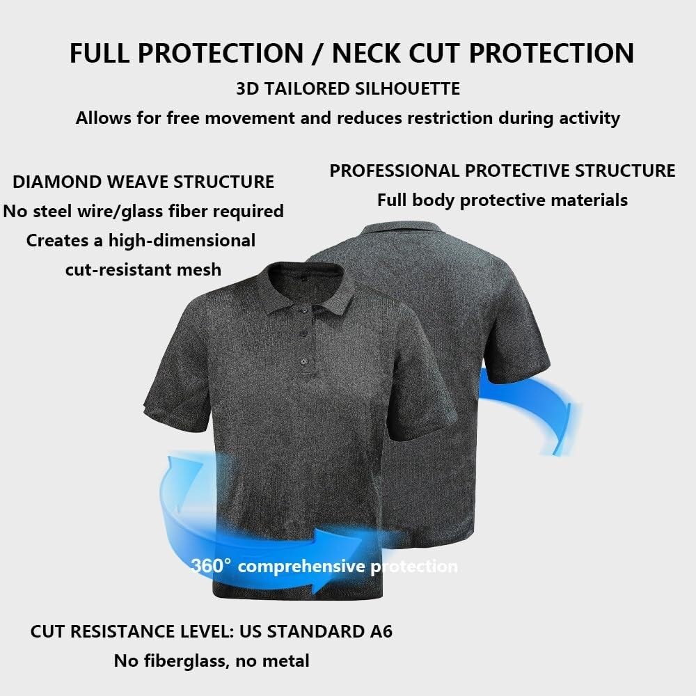 T-shirt protettiva di livello 5, gilet sicurezza, anti-pugnalata - resistente al taglio e ai coltelli, utilizzato for proteggere la personale(L)