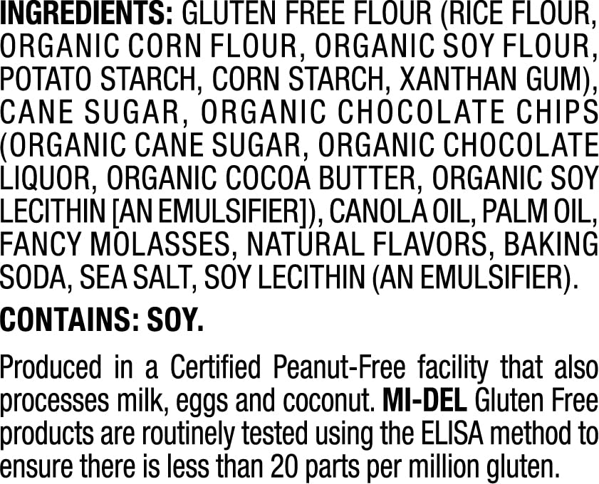 Miniatura 5 de Mi-Del - Galletas con chispas de chocolate sin gluten, galletas de chocolate crujientes, certificadas sin OMG, 0.00 oz de grasa trans, kosher, sin