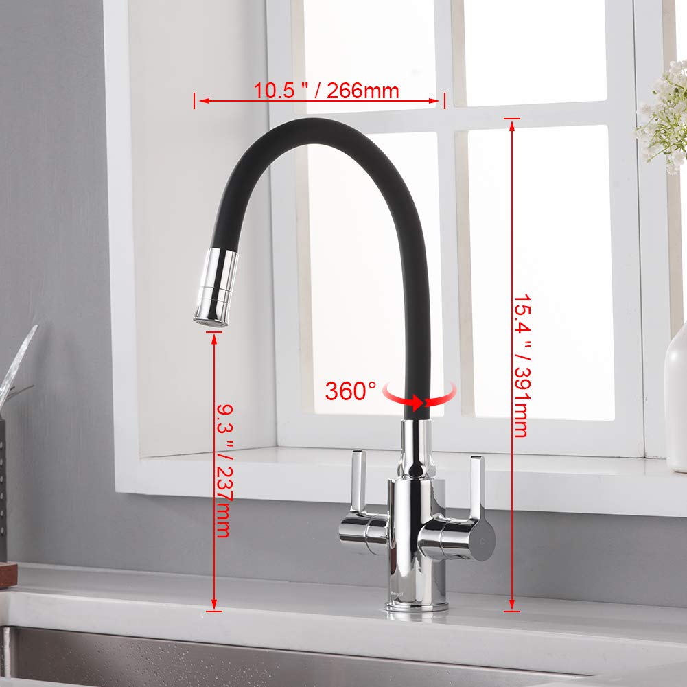 Ibergrif Küchenarmatur Mit 2 Strahlarten & 360° Drehbar – Doppelhebel, Spritzfreier Belüfter, Aus Messing