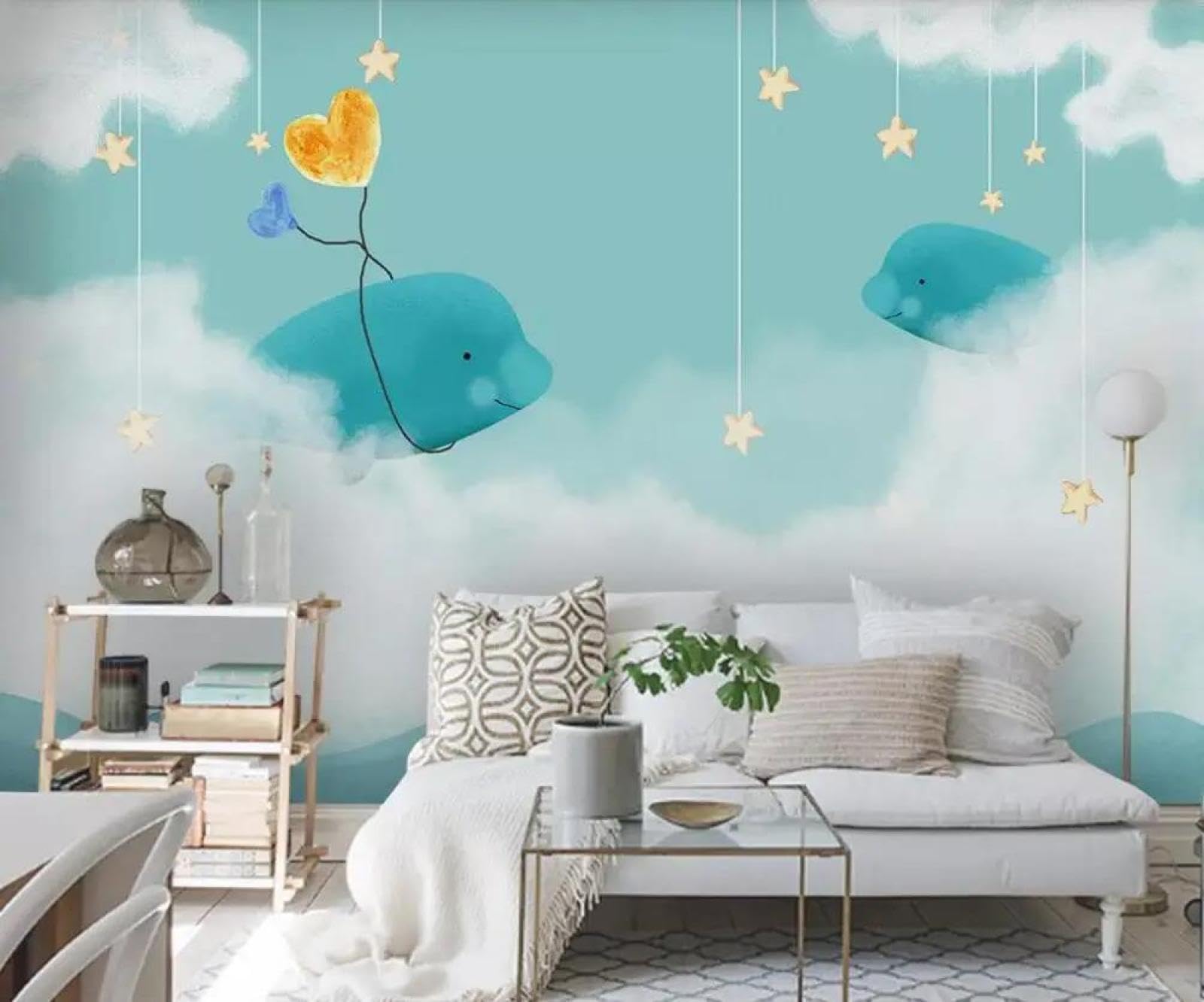 Papier peint 3d animaux de la mer lavable et sain pour chambre d'enfant et bébé