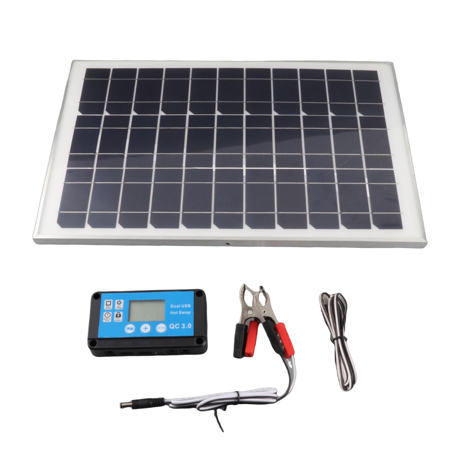 Panel solar monocristalino de 100 W, alta eficiencia, ligero, controlador impermeable, ideal para acampar, pescar, para batería de coche, barco, luz exterior