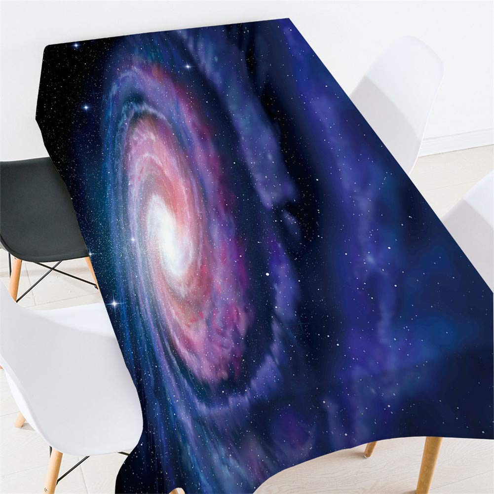 Nappe Rectangulaire Nappe De Table Imperméable étanche Lavable Et Facile D?Entretien Ménage Table Basse Extérieure Nappe Pour Picnic Cuisine Jardin 3D Ciel Étoilé (140x200cm,Blanche Étoile