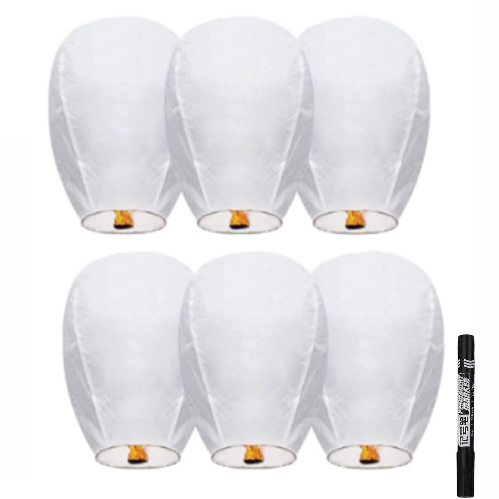 6 PCS Paper Lanterns, Chinese Lanterns, Lanterns to Release in Memory, White Lantern for Weddings Birthdays
