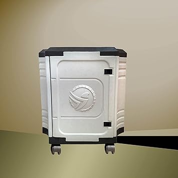 POWEREST Inverter Trolley with with Door & 5 Wheels for Inverter, Battery, UPS GreyWhite