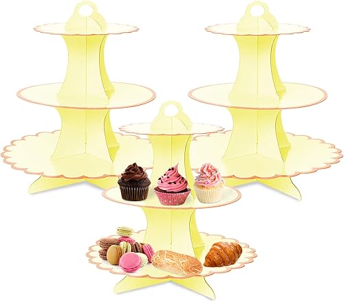 Miniatura 8 de Soporte para cupcakes, 3 juegos de platos de postre de 3 niveles, mini pasteles, frutas, dulces, torre de exhibición de galletas, soporte para bufé