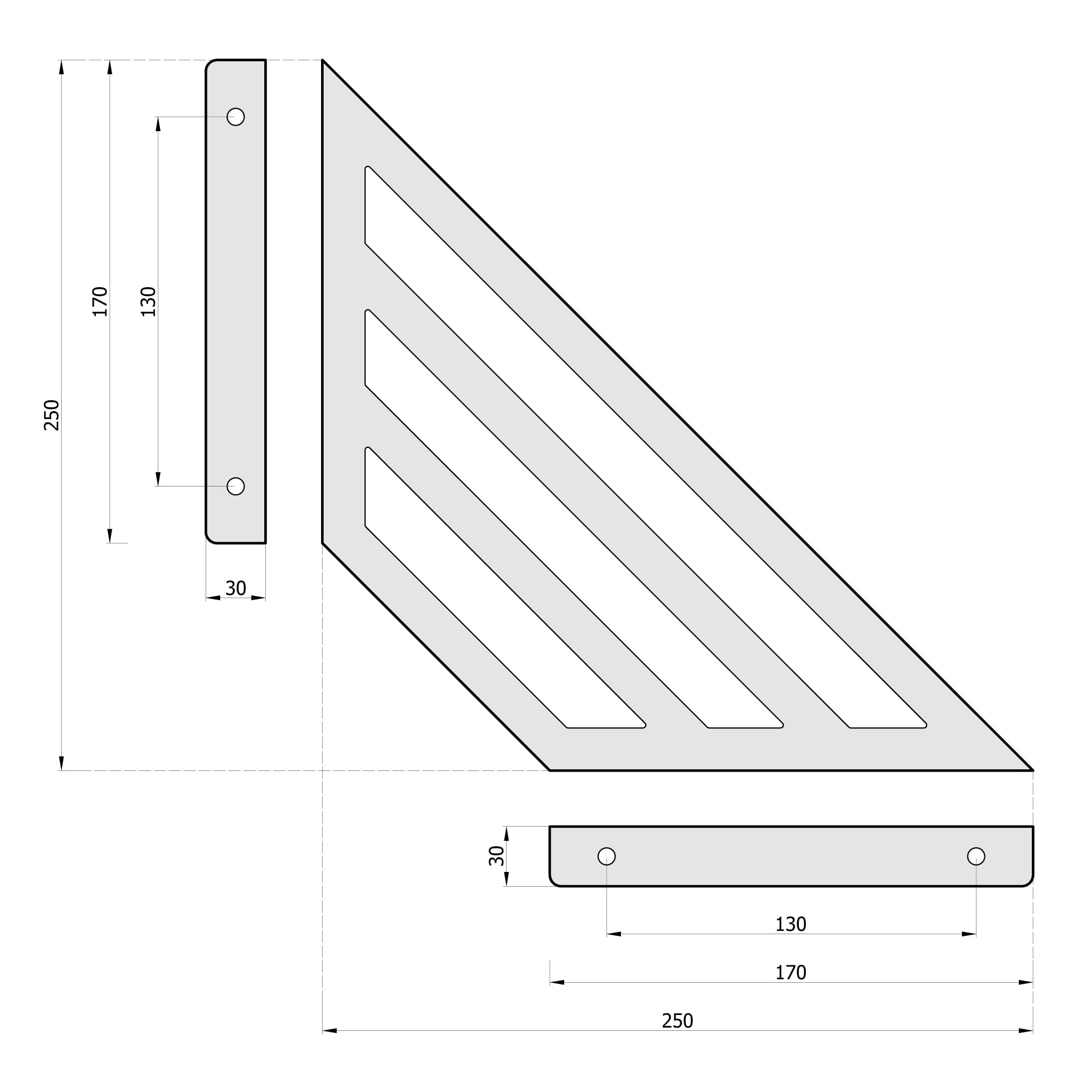 Sossai Soportes de estantería 2 unidades GSHR Truss 250x250 mm de acero – soporte de pared para balda – negro – diseño decorativo