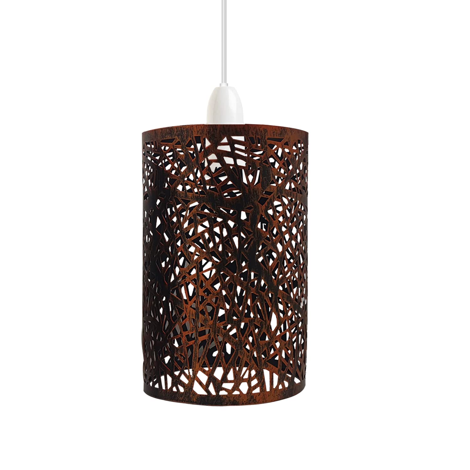Vintage Drum Metal Cage Lamp Shade Rustic Red 15cm Industrial Wire Ceiling Pendant Light for Dining Room Bedroom Loft Hallway E27 Bulb Fixture — image 1