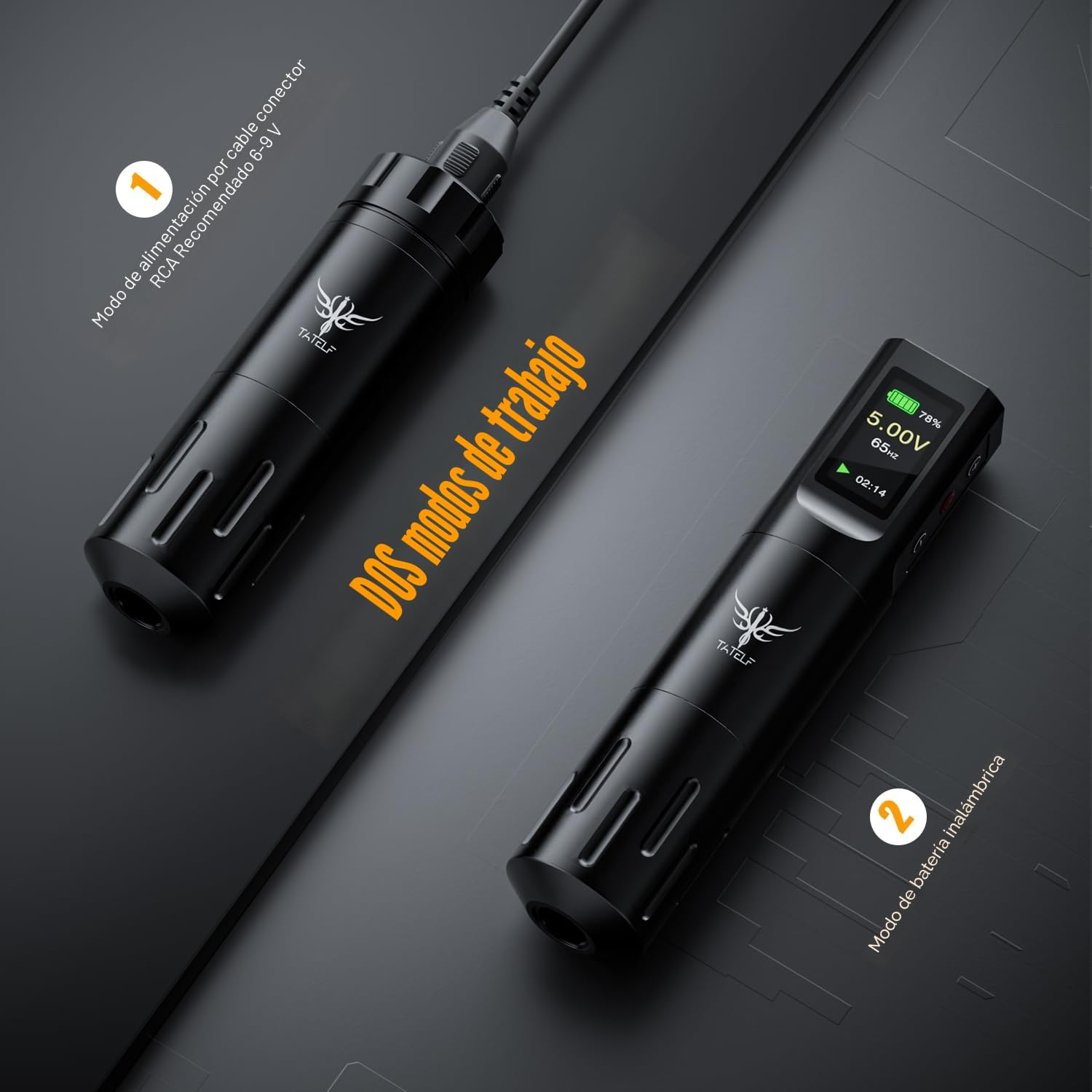 Máquina de Rotativa Inalámbrica con Pantalla LCD y Batería 1600mAh, Conexión RCA, 10 Tintas 20 Agujas para Principiantes y Artistas Kit Completo Profesional TATELF