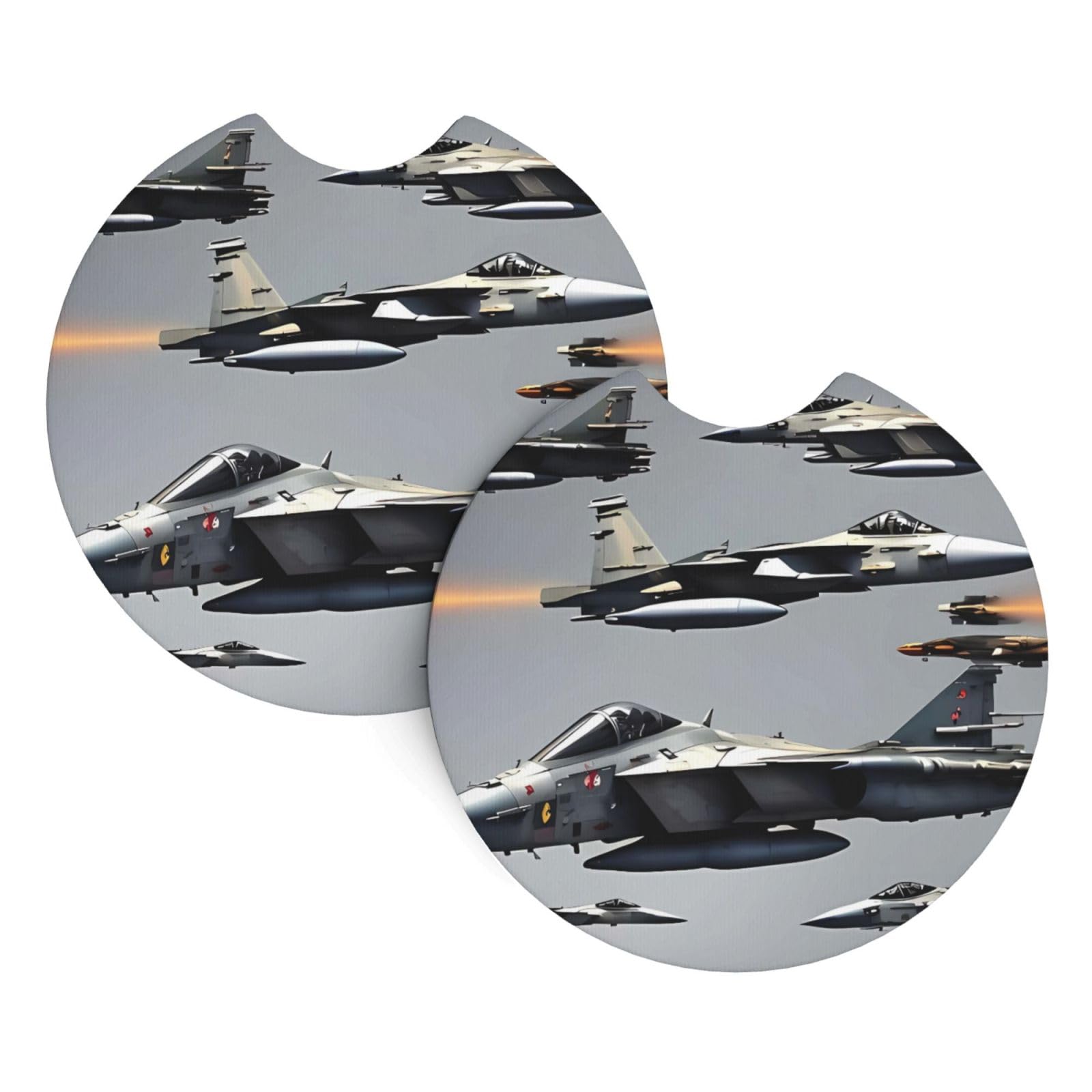 2 Pack Car Coaster for Cup Holders Aircraft Fighter Jets Car Cup Coaster 2.7" Neoprene Non-Slip Automotive Cup Mat Universal Auto Car Interior Accessories for Women Men Cup Pad