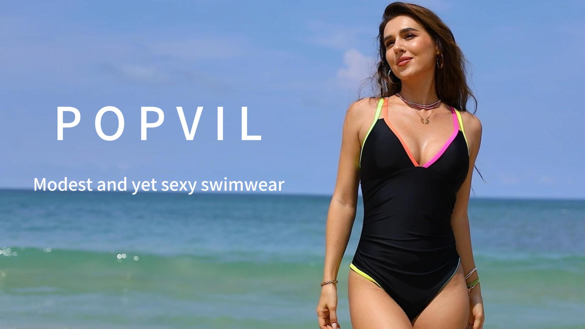 popvil Women's Tummy Control Swimsuits 2026 One Piece Neon Color