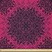 Produktbild ABAKUHAUS Blumen Microfaser Stoff als Meterware, Barocke Rosen Mandala, Deko Basteln Polsterstoff Textilien, 2M (230x200cm), Dunkel Violett Pink