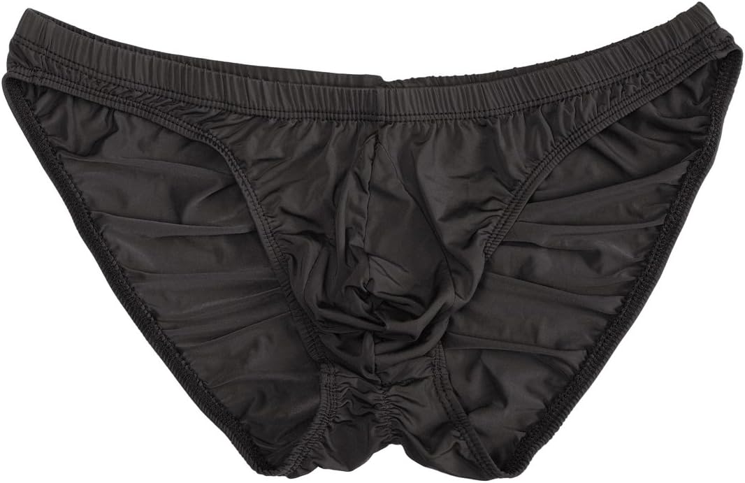 Men's Sexy Bikini Brief Elastic Silky Ruched Back Underwear Swimwear