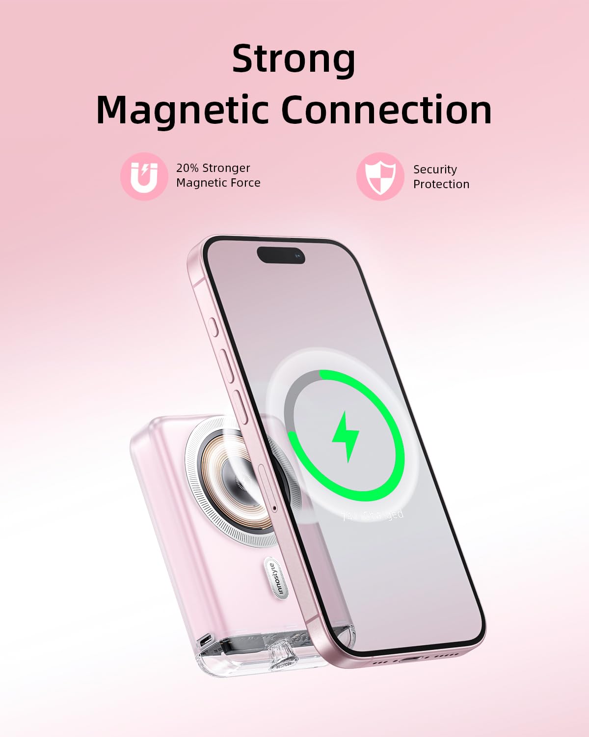 Innostyle Transparent Magnetic Power Bank 10000mAh - Magnetic Portable Charger for iPhone 16/15/14/13/12 Serise, 20W USB-C Fast Charging, Travel-Friendly, Multi-Device Charging