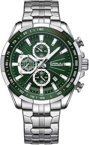 CRRJU Men's Minimalist Casual Luxury Auto Date Watches Fashion Business Japan Movement Quartz Waterproof Wristwatches for Men Stainsteel Steel Band
