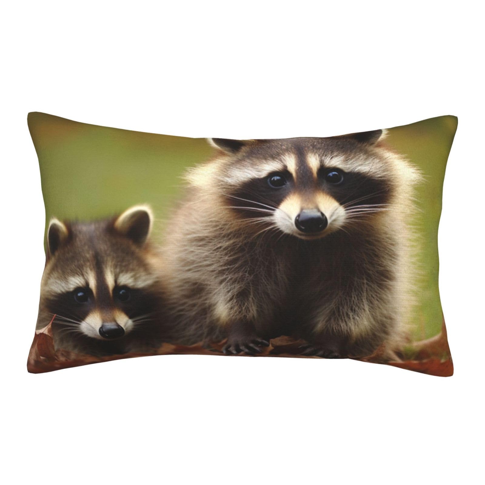 Velvet Pillowcases 20"x30" Ultra Soft Breathable Pillow Cases, Luxury Fuzzy Throw Pillow Covers with Zipper, Raccoon Pillow Shams All Seasons Decorative Cushion Cases for Couch