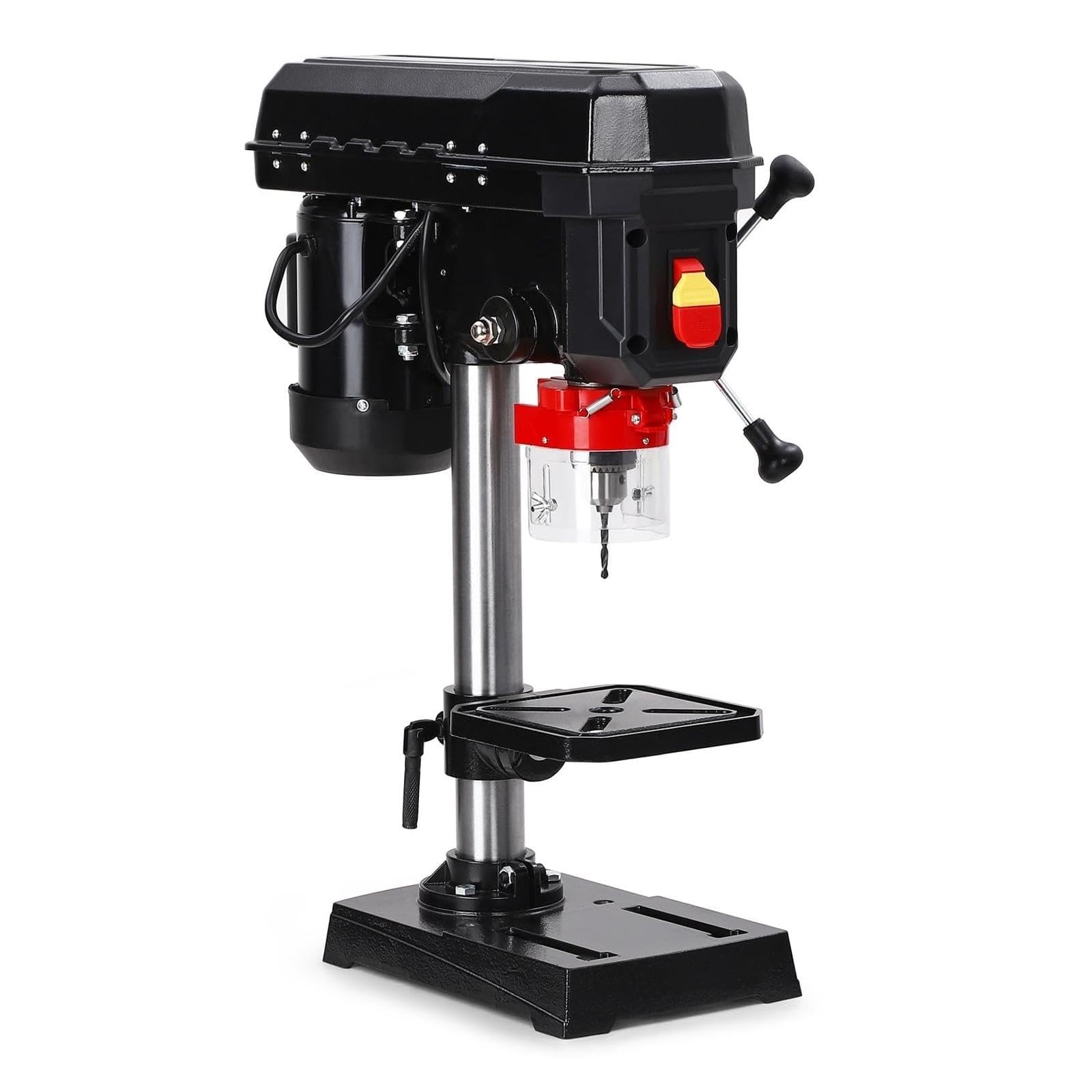 Trapano a colonna da banco 8 pollici, 2,5 Amp, velocità regolabili, distanza di oscillazione 0-45°, inclinazione, controlli del for legno, foratura metallo Macchinari da officina