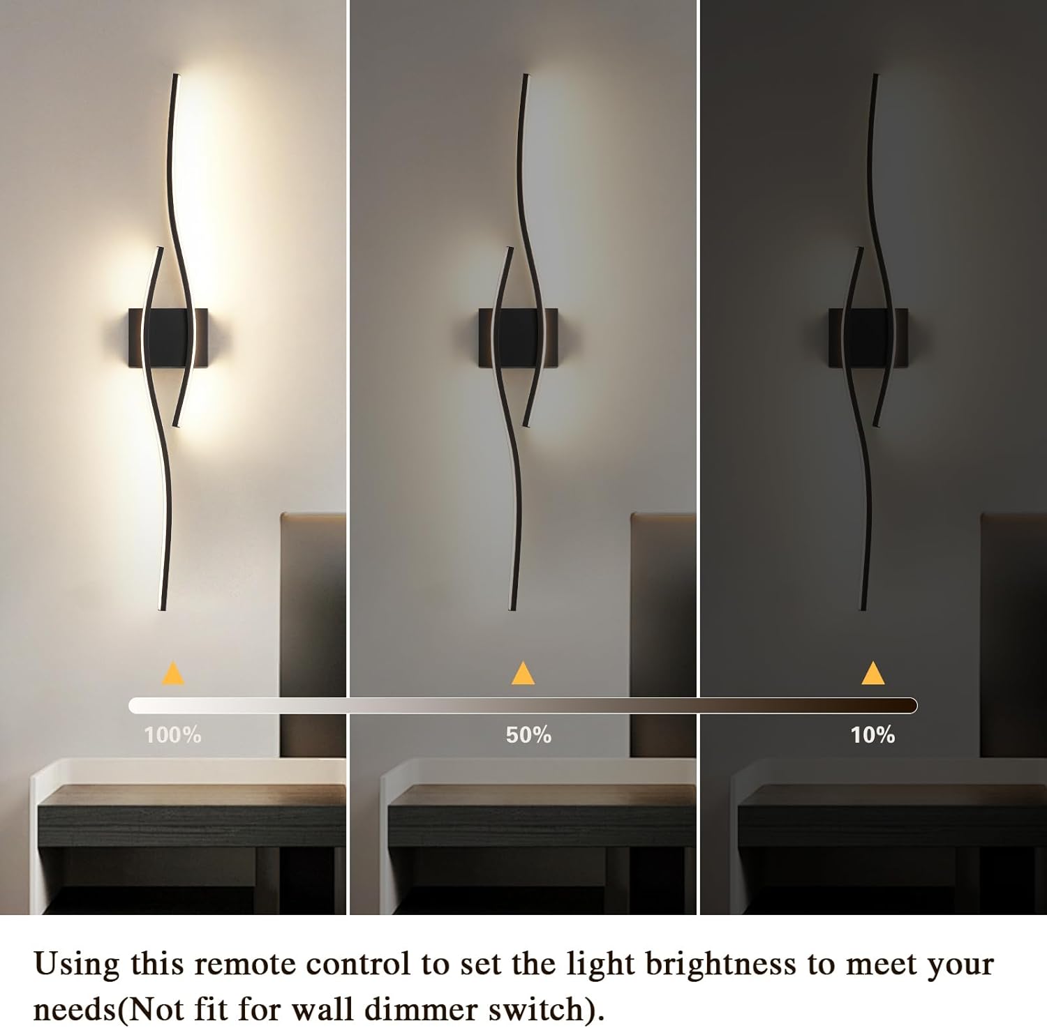 LED Modern Vanity Lights Dimmable Over Mirror 39.4 inches Black Bathroom LED Vanity Light for Bathroom Living Room 3300K Warm Light