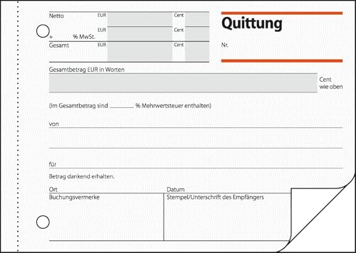 SIGEL QU625 Quittungsblock A6 quer, 2x50 Blatt