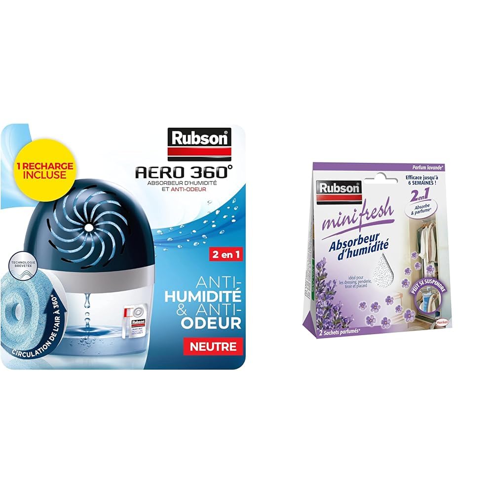 Absorbeur d'humidité penderie Rubson anti-moisissure et déshumidificateur lavande
