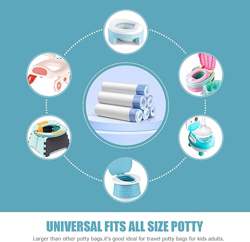 Miniatura 2 de VISATOR Bolsas de viaje portátiles para sillas de orinal universales con cordón, 90 unidades (18 x 20 pulgadas) (blanco)