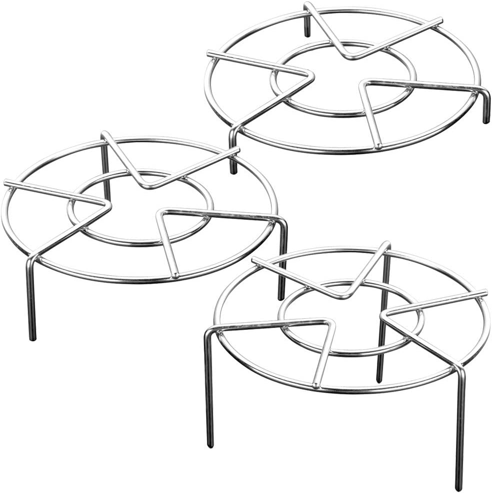SourceTon Set of 3, Stainless Steel Trivet Rack Stand, 3 Sizes Heavy Duty Pressure Cooker Steam Rack, Steaming Rack, Pot Pan Cooking Stand- 1.2 Inch, 2 Inch, 2.8 Inch