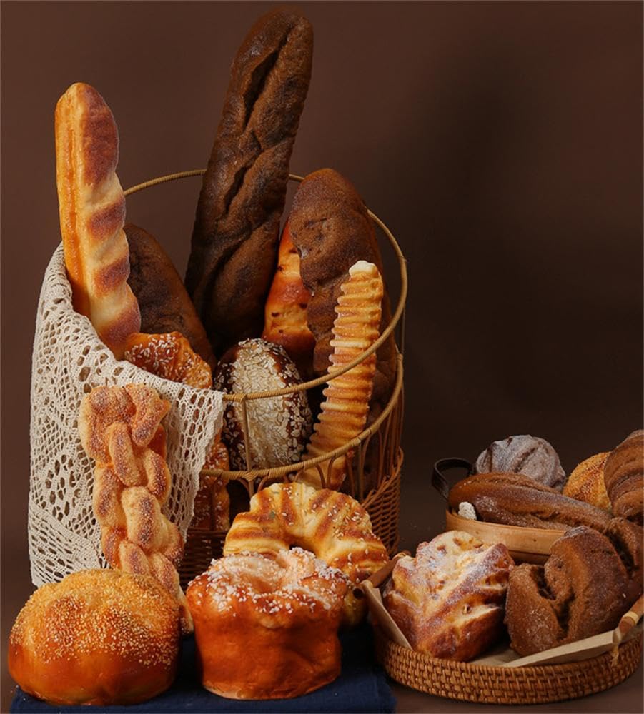 Pan artificial de centeno, pan falso, simulación de comida para decoración de bodas, fiestas en casa, exhibición, fotografía - 1 unidad - E