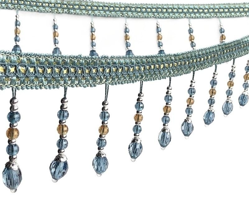 Garniture à franges, dentelle pour rideau, 12 mètres de perles tressées suspendues, garniture de rideau à franges, décoration de table de maison, canapé, bord de pompon, accessoires de couture (coul