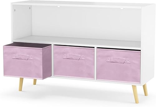 Miniatura 3 de CuisinSmart Estantería infantil con organizador de almacenamiento de juguetes, estantería de 35.5 pulgadas con contenedores para guardería, sala de