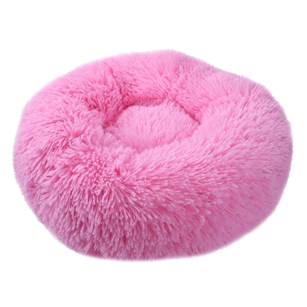 Lit rond pour chien rose L 70 cm en peluche douce pour le confort de votre animal