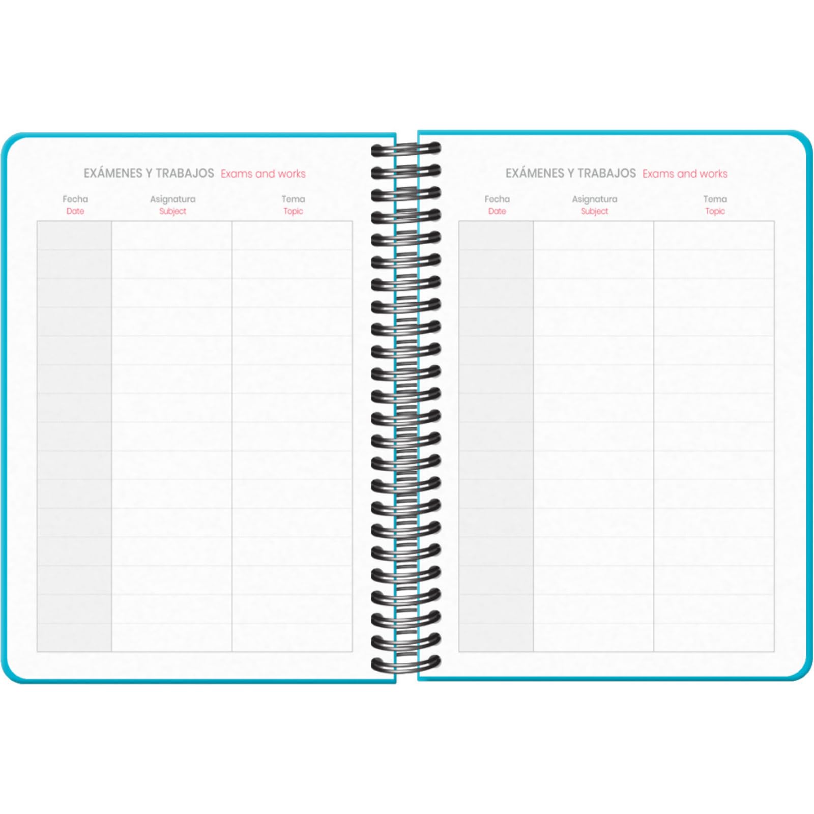 Dohe, School Planner 2025 2026, Week to View, A5 Size (15x21 cm), Spanish and English, Double Spiral Binding and Elastic Band - Image 4