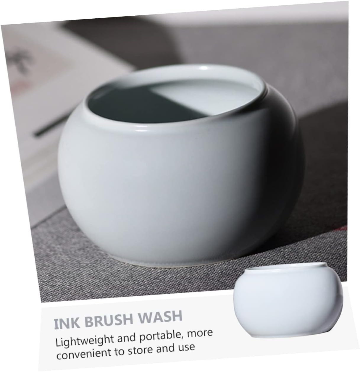 Ceramic Ink Brush Washer for Sumi Brush Cleaning Portable Tea Cup Bowl for Calligraphy and Painting Lightweight Design with Smooth Edges for Easy Washing and Storage