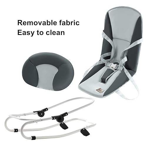 Miniatura 6 de Baby Bouncer 2 en 1 Asiento oscilante portátil para recién nacido con barra de juguetes (gris)