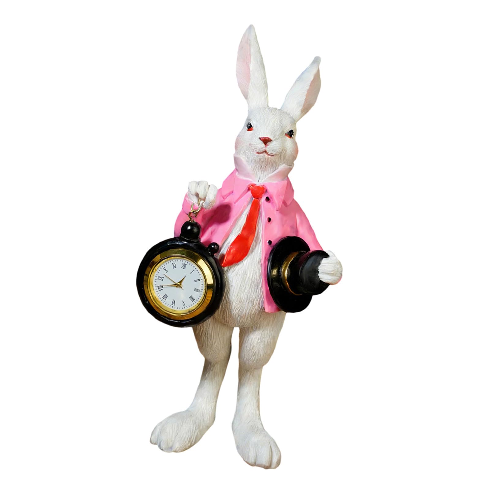 Piceioep Retro Styles Rabbits Holding Pocket Watch Resin Figurine Easter Party Supplies Perfect for Easter Holiday Display Party Supplies