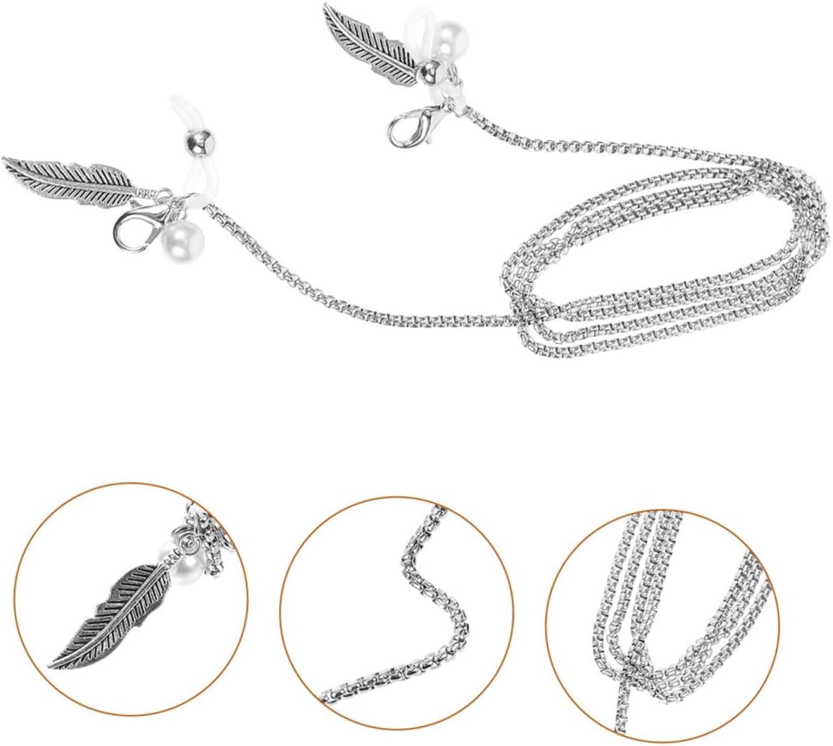 Ciieeo 2Pcs Elegant Leaf Design Stainless Steel Eyeglass Chains Sunglasses Holder Lanyard for Women for Travel Hiking and Everyday Wear Lightweight