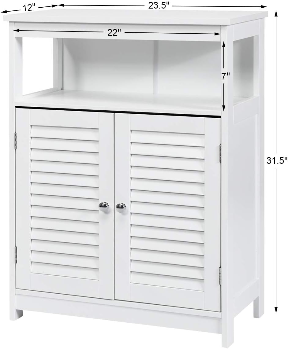 White MDF Living Room Cabinet with Adjustable Shelving