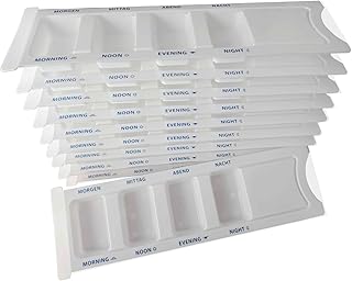 SITIS Medical Medikamentendispenser mit 4 Fächern, 10 Stück, Tablettenbox für einen Tag, Pillenbox, Tagesdispenser (Weiß)