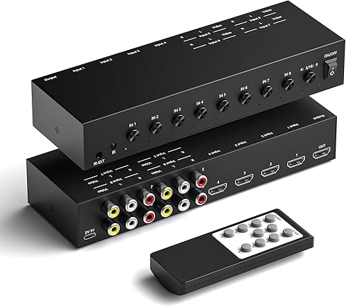 Miniatura 11 de Dingsun Convertidor AV a HDMI de 8 puertos, convertirá señales analógicas de entrada a una señal de salida digital, ajuste integrado 16: 9/4: 3,