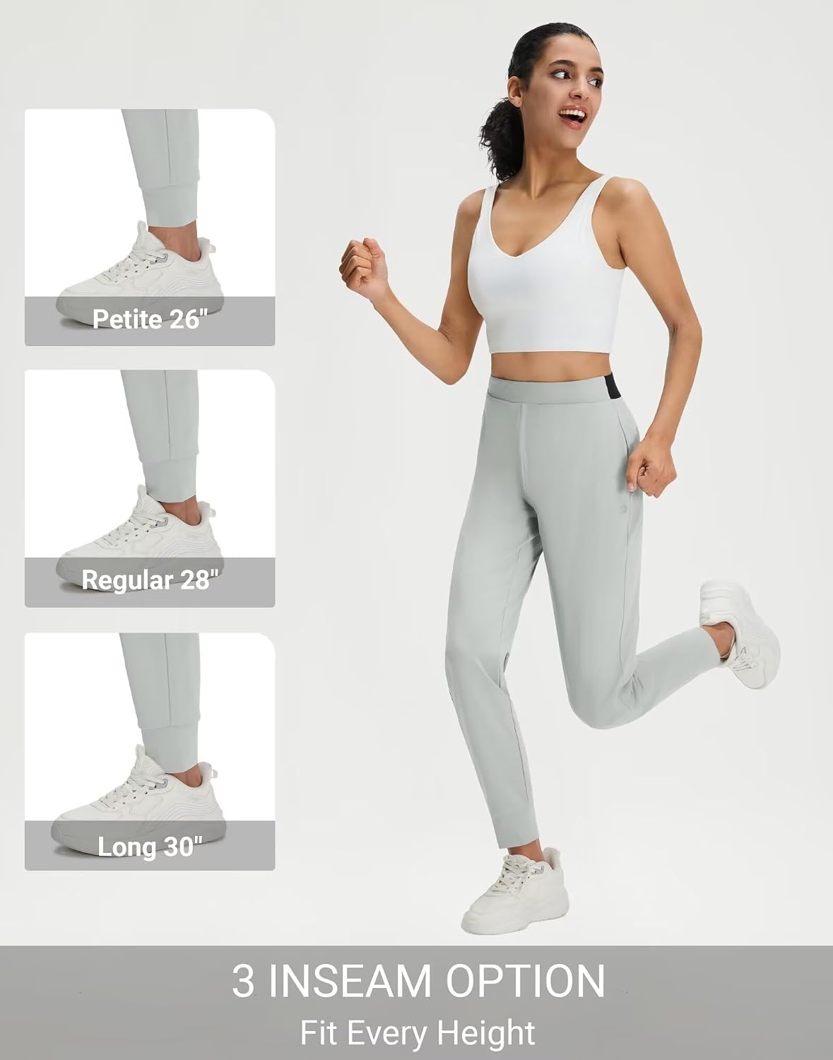 M MAELREG Womens Joggers with Pockets 26"/28"/30" Stretch Drawstring Tapered Running Sweatpants for Women Golf Lounge Workout