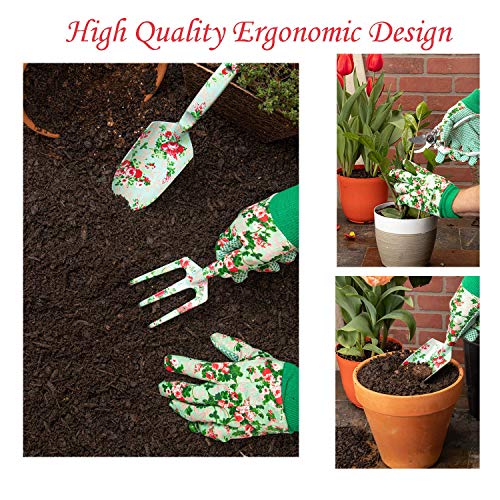 Garden Tools Set (4 pcs) - Garden Shears, Trowel, Hand Cultivator - Floral Gardening Tools for Women - Gardening Supplies Gardening Kit - Great Gardening Set for Outdoor and Indoor Gardening