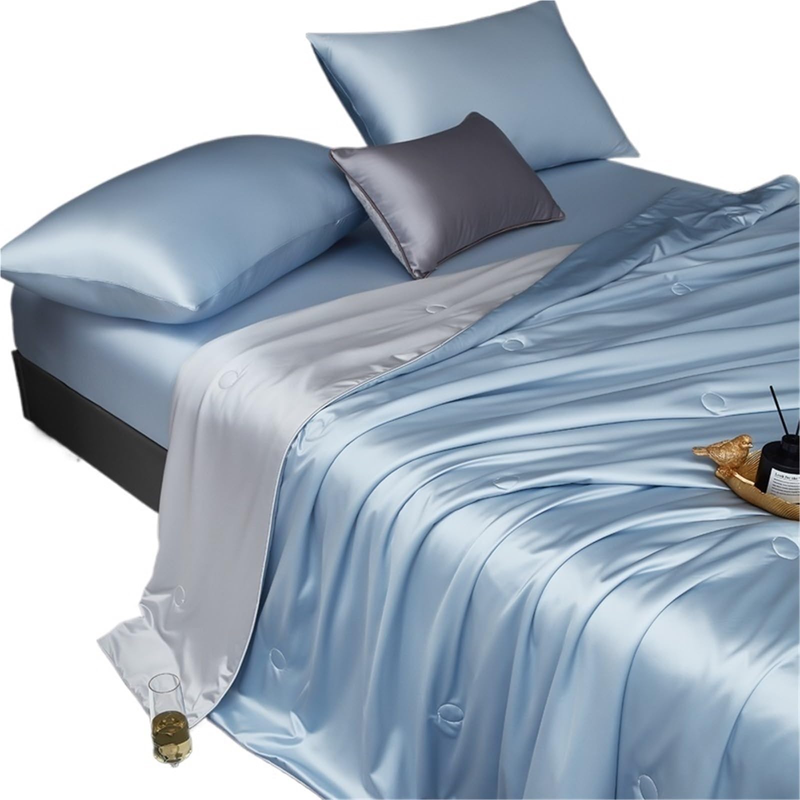 EBzvblxm Cooling Blanket for Summer, Silk Cooling Blanket Filling Smooth Summer Multicolor Multiple Sizes(Blue Gray,200x230cm)