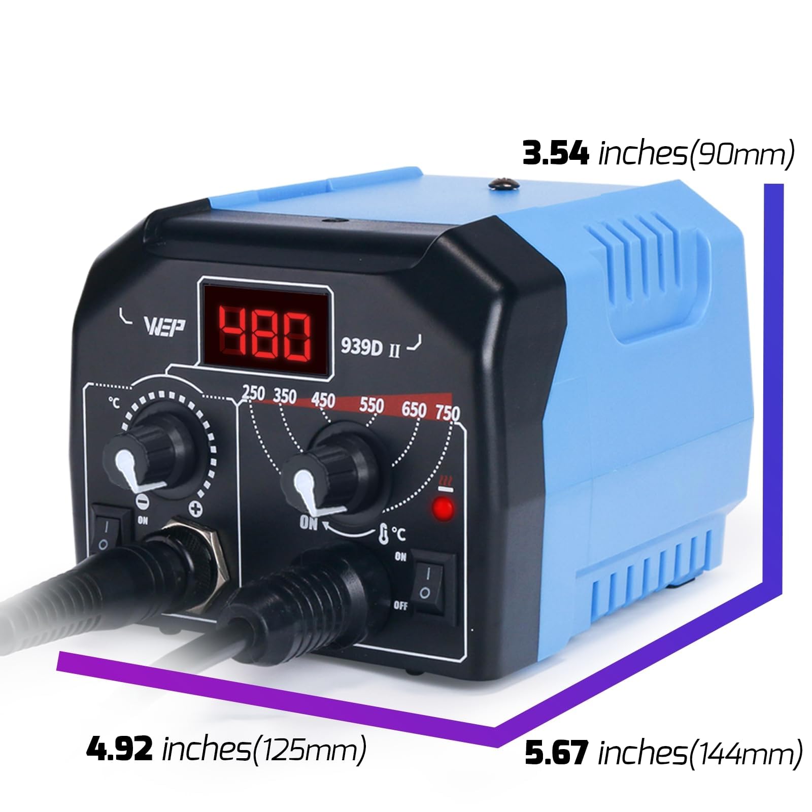 WEP 939D-II 2-in-1 Brandmalkolben Set 86-teilig – Brandmalerei Set mit 51 festen Spitzen & 23 Drahtspitzen – Brennpeter für Holzgravur inkl. Schablonen, Holzbrennstift & Zubehör (EU-Stecker)