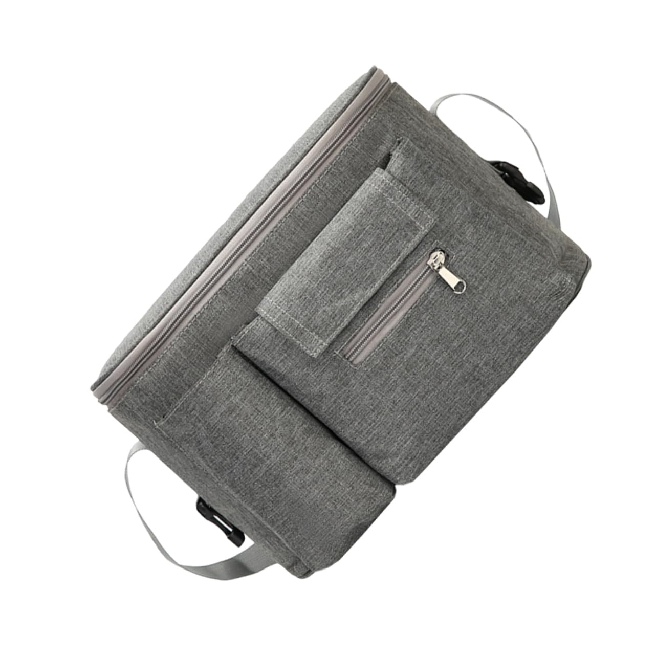 VANZACK Multi Functional Supply Pouch Diaper Container for Strollers for Diapers and Essentials Grey Nursery Bag with Front Tissue Bottle Pocket