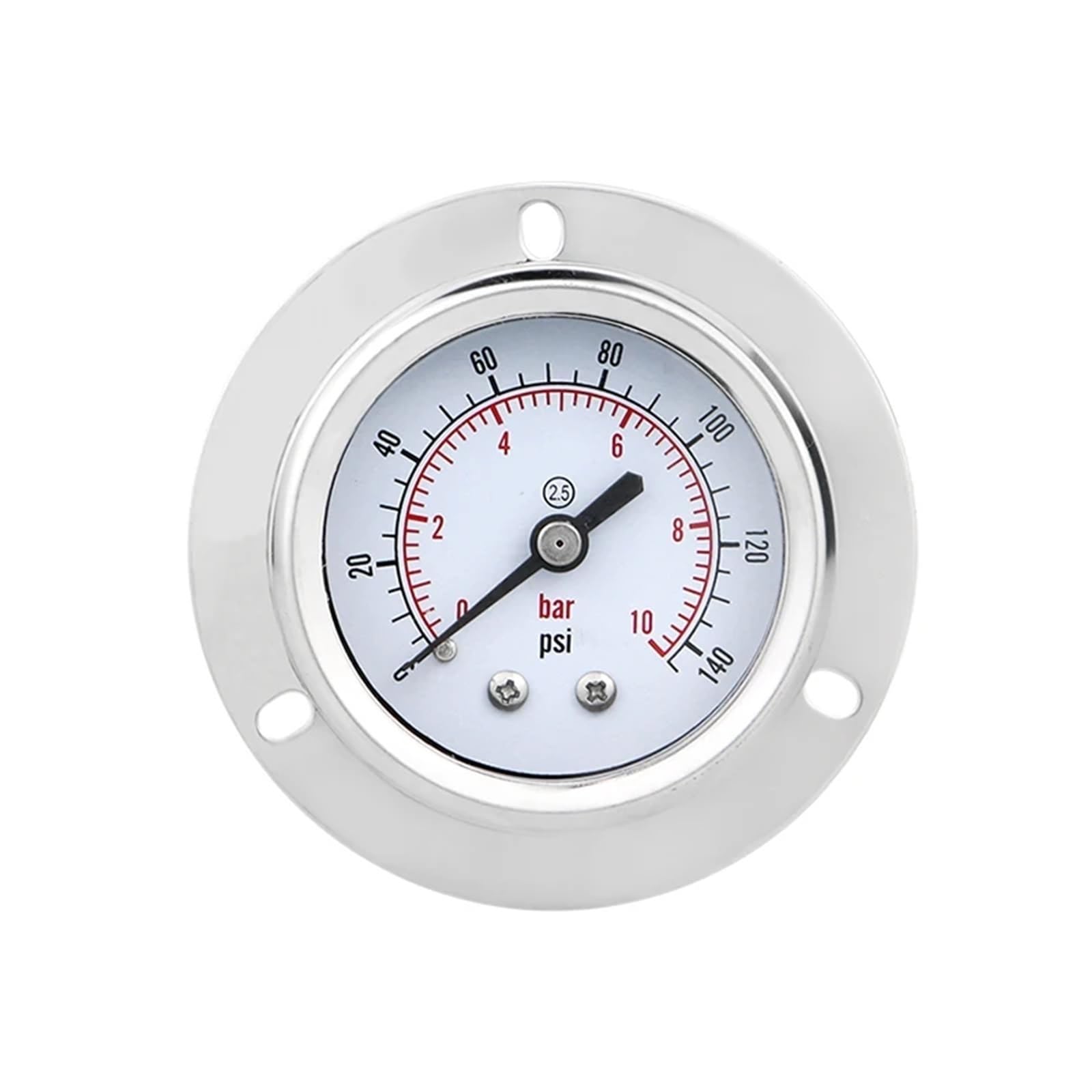 Manómetro Digital de presión de Agua y Gas de 50 mm, conexión Trasera con Brida, Caja de Acero Inoxidable y Junta de latón (M14-1,5 con Aceite, 0-6 Bar).