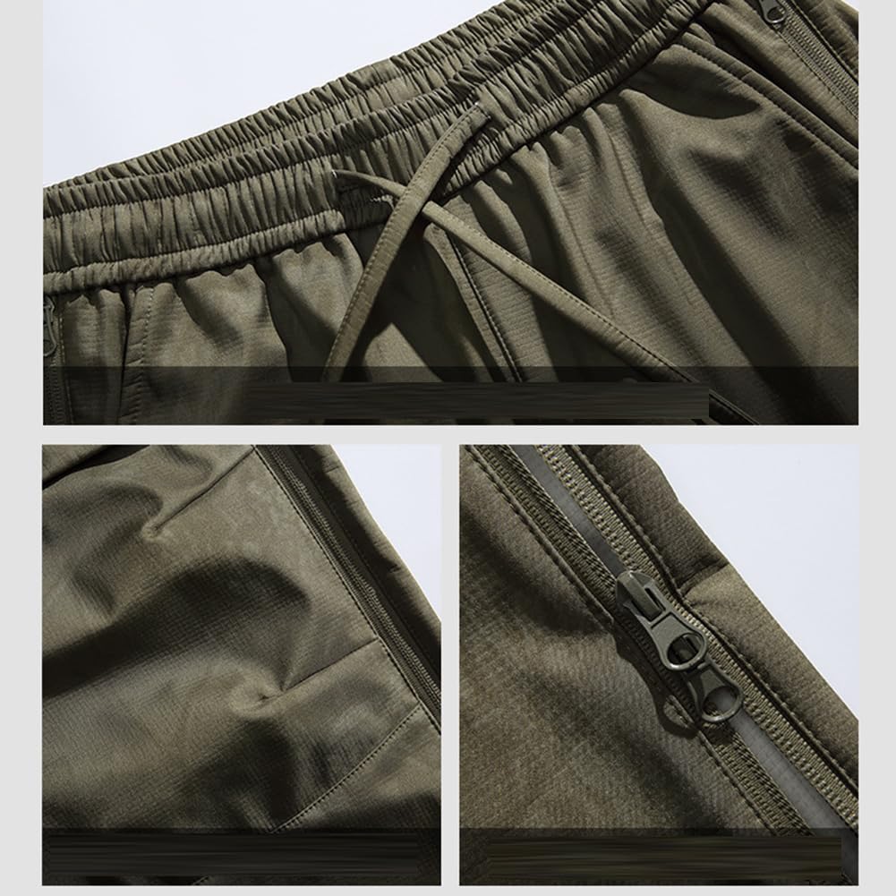 DAIHAN Hombre Cremalleras en Las Rodillas Pantalones Deportivos Cargo Pantalon Convertibles de Secado rápido para Trekking y Trabajo al Aire Libre