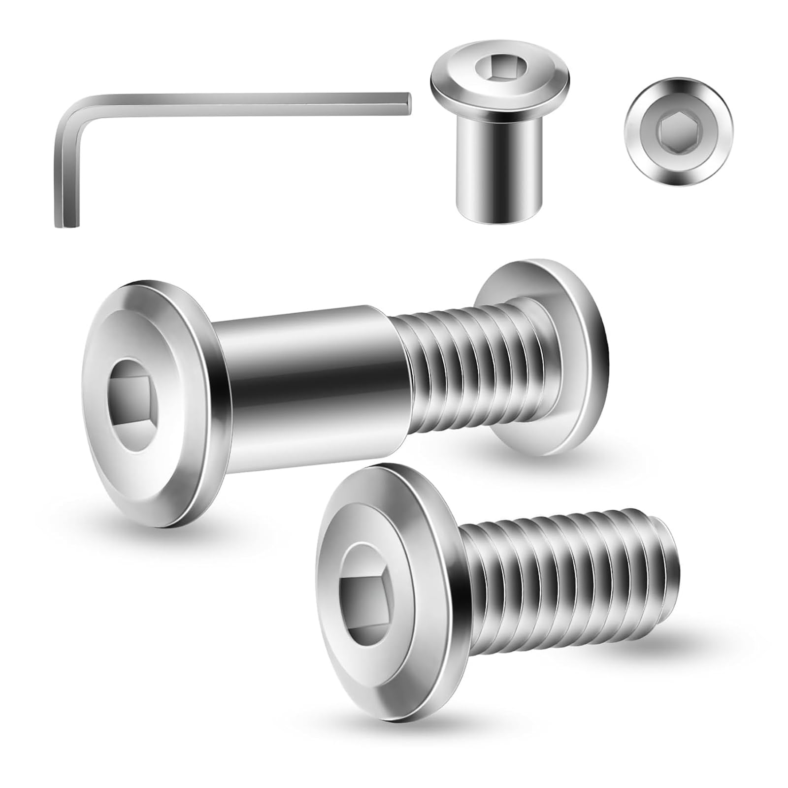 20 Stück Verbindungsschrauben M8 x 25mm, Hülsenschrauben, Mö