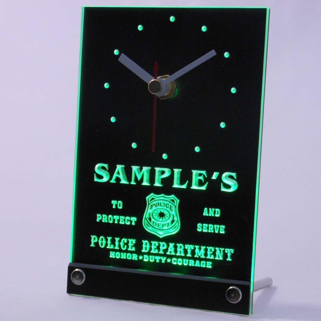 ADVPRO tnctk-tm Personalized Custom Police Station Badge Bar Neon Led Table Clock